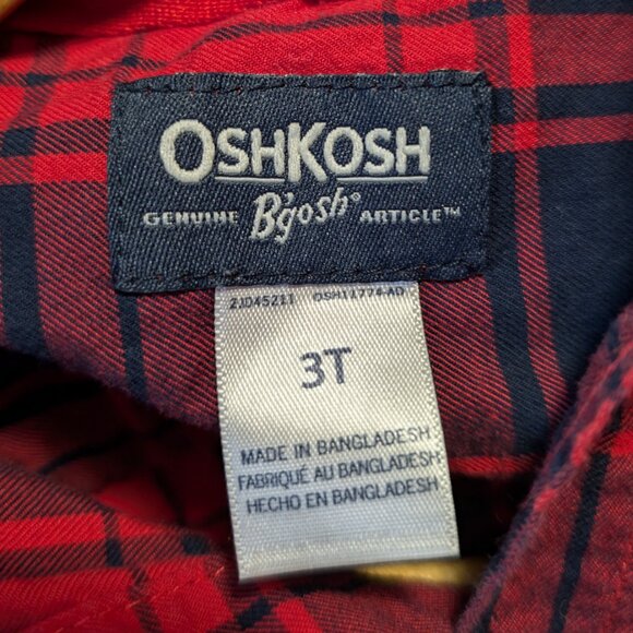 OshKosh B'gosh Plaid Button Up Long Sleeve Shirt, 3T - Picture 3 of 4